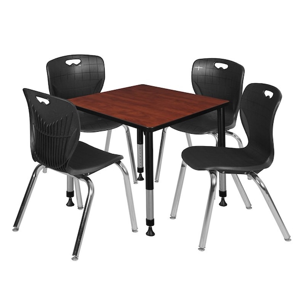 Regency Tables > Height Adjustable > Square Table & Chair Sets, 30 W, 30 L, 23-35 H, Cherry - TB3030CHAPBK40BK