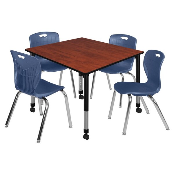 Regency Tables > Height Adjustable > Square Mobile Table & Chair Sets, 48 W, 48 L, 23-34 H, Cherry - TB4848CHAPCBK40NV