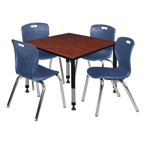 Regency Tables > Height Adjustable > Square Table & Chair Sets, 30 W, 30 L, 23-35 H, Cherry - TB3636CHAPBK40NV