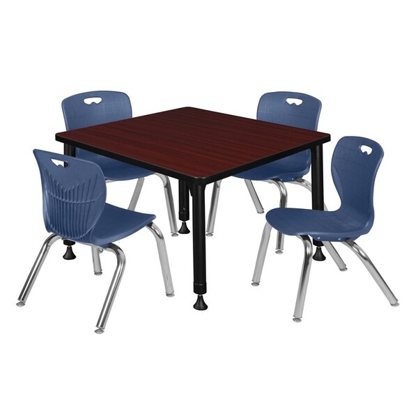 Regency Tables > Height Adjustable > Square Table & Chair Sets, 30 W, 30 L, 23-37 H, Mahogany - TB3030MHAPBK45NV