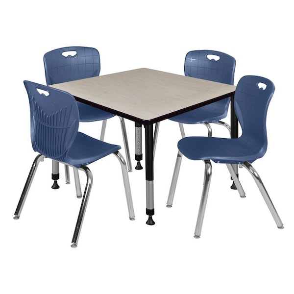 Regency Tables > Height Adjustable > Square Table & Chair Sets, 30 W, 30 L, 23-39 H, Maple - TB4242PLAPBK40NV