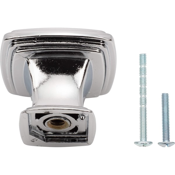 Designperfect 1-3/16 Overall Length Square Cabinet Knob, Polished Chrome, 10PK - DPA10S77KPC