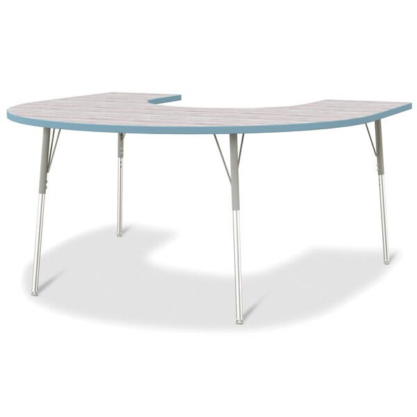 Jonti-Craft Berries Horseshoe Activity Table, 60 in. x 66 in., A-height, Driftwood Gray/Coastal Blue/Gray - 6445JCA452