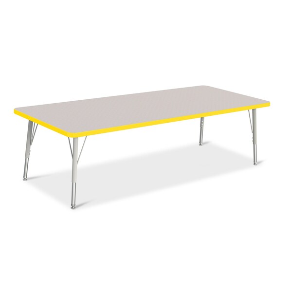 Jonti-Craft Berries Rectangle Activity Table, 30 in. x 72 in., E-height, Freckled Gray/Yellow/Gray - 6413JCE007