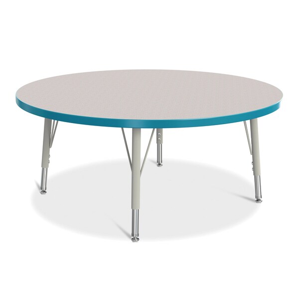 Jonti-Craft Berries Round Activity Table, 42 in. Diameter, E-height, Freckled Gray/Teal/Gray - 6468JCE005