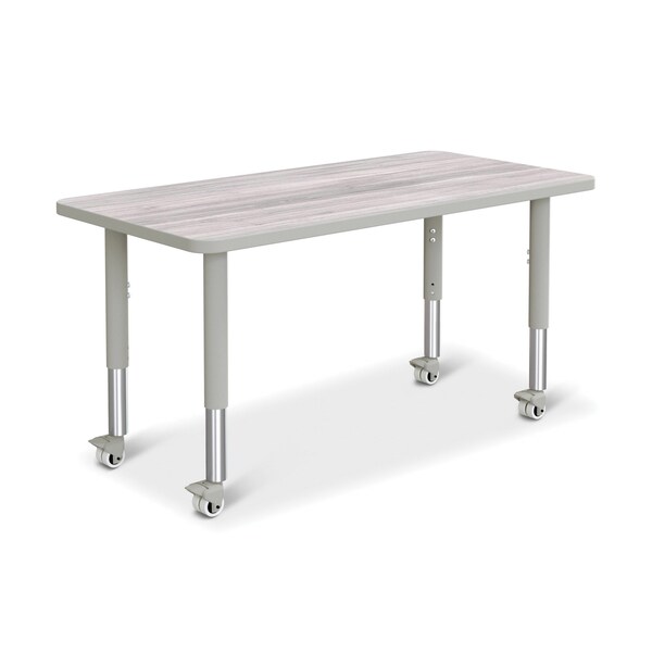 Jonti-Craft Berries Rectangle Activity Table, 24 in. x 48 in., Mobile, Driftwood Gray/Gray/Gray - 6403JCM450