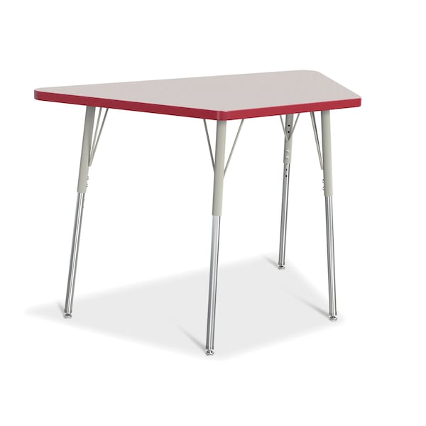 Jonti-Craft Berries Trapezoid Activity Tables, 24 in. x 48 in., A-height, Freckled Gray/Red/Gray - 6438JCA008