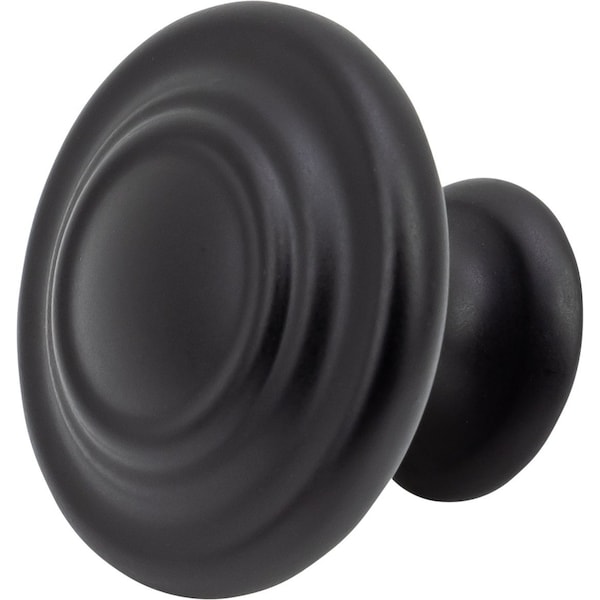 Designperfect 1-5/16 Diameter Round Cabinet Knob, Matte/Flat Black - DPA-R38KBLK
