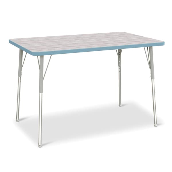Jonti-Craft Berries Rectangle Activity Table, 30 in. x 48 in., A-height, Driftwood Gray/Coastal Blue/Gray - 6473JCA452