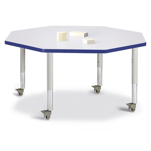 Jonti-Craft Berries Octagon Activity Table, 48 in. x 48 in., Mobile, Freckled Gray/Blue/Gray - 6428JCM003