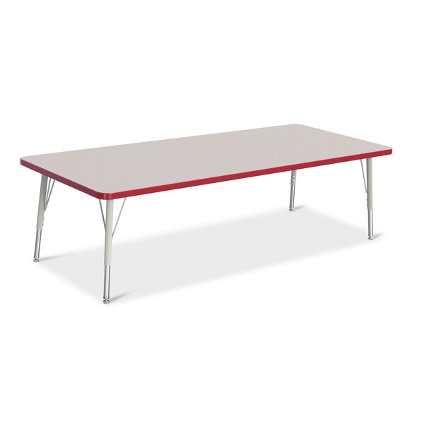 Jonti-Craft Berries Rectangle Activity Table, 30 in. x 72 in., E-height, Freckled Gray/Red/Gray - 6413JCE008