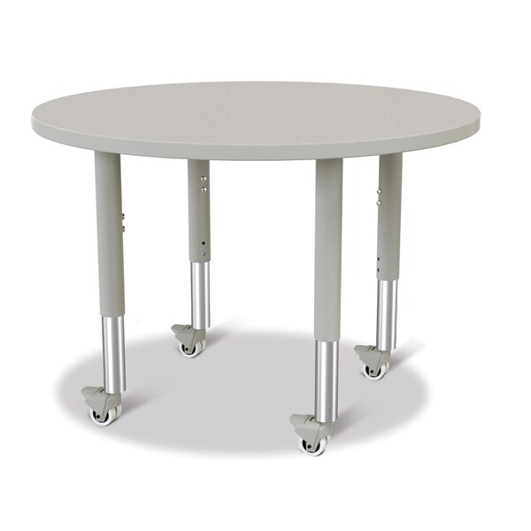 Jonti-Craft Berries Round Activity Table, 36 in. Diameter, Mobile, Freckled Gray/Gray/Gray - 6488JCM000