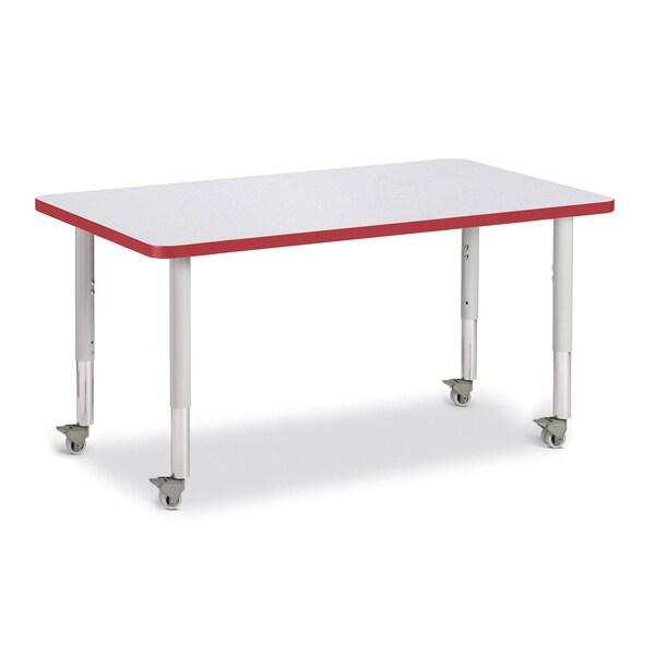 Jonti-Craft Berries Rectangle Activity Table, 30 in. x 48 in., Mobile, Freckled Gray/Red/Gray - 6473JCM008