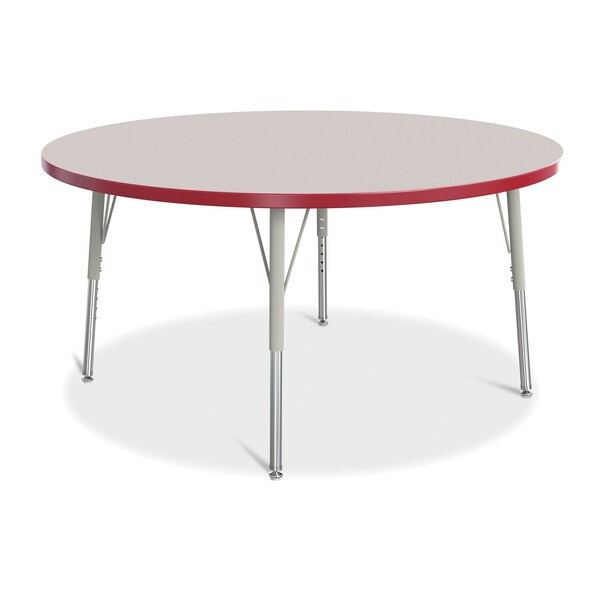 Jonti-Craft Berries Round Activity Table, 48 in. Diameter, E-height, Freckled Gray/Red/Gray - 6433JCE008