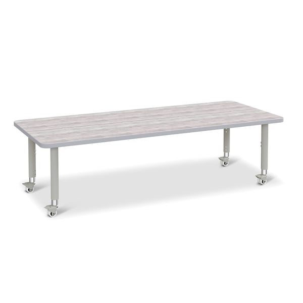 Jonti-Craft Berries Rectangle Activity Table, 30 in. x 72 in., Mobile, Driftwood Gray/Gray/Gray - 6413JCM450