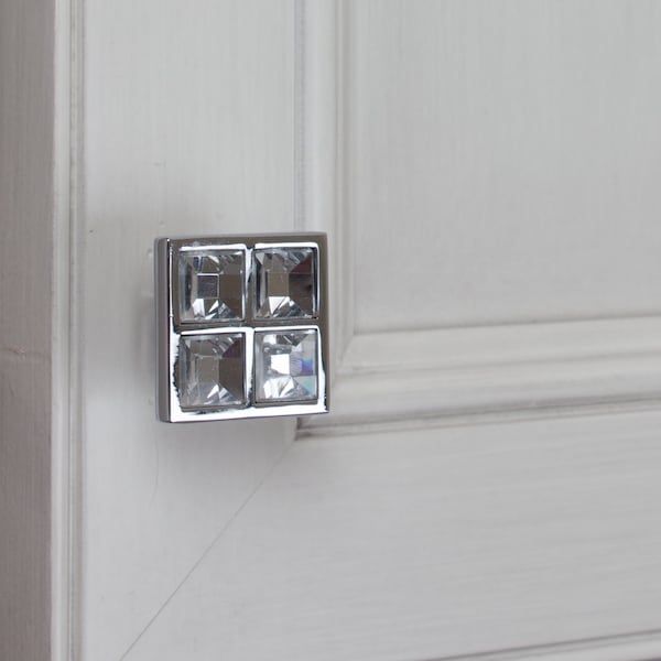 Gliderite Hardware 1 in. Square Crystal Cabinet Knob -, 25PK - 9051-CR-25