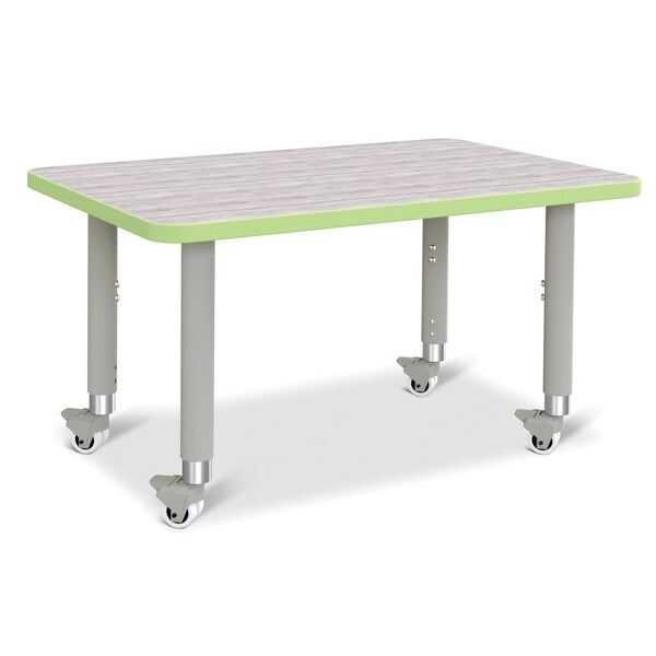 Jonti-Craft Berries Rectangle Activity Table, 24 in. x 36 in., Mobile, Driftwood Gray/Key Lime/Gray - 6478JCM451