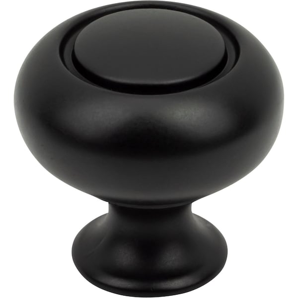 Designperfect 1-1/4 Diameter Round Cabinet Knob, Matte/Flat Black, 10PK - DPA10R31KBLK