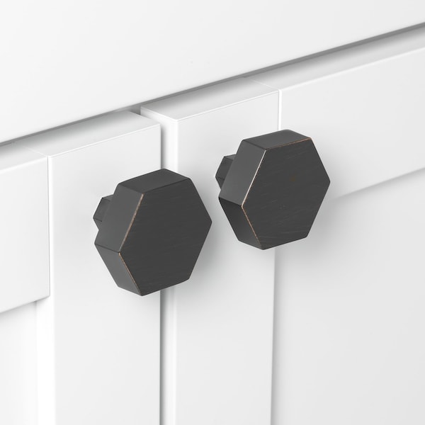 Gliderite Hardware 1-1/2 in. Hexagon Knob Oil Rubbed Bronze, 5PK - 5824-ORB-5