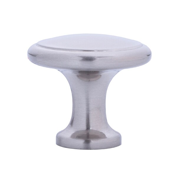 South Main Hardware 1-3/16 in. Satin Nickel Modern Round Flat Cabinet Knob (10PK) - SH2712-SN-10