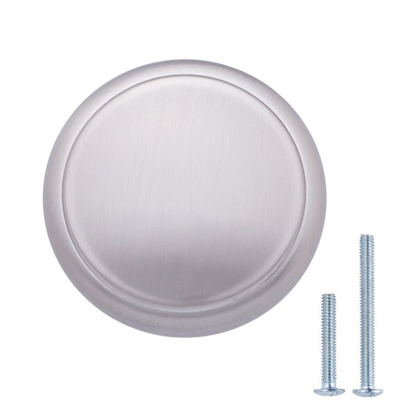 South Main Hardware 1-3/16 in. Satin Nickel Modern Round Flat Cabinet Knob (10PK) - SH2712-SN-10