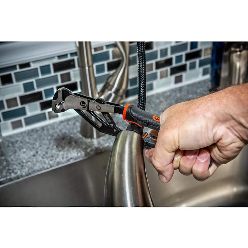 Llave ajustable con agarre de dos materiales de 8 pulgadas, tipo V, para lengua y ranura, con mordazas de ajuste rápido - RTAB8CG