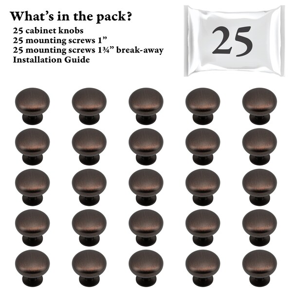 Designperfect 1 3/16 Diameter Mushroom Knob, 25PK - DPA25R53KORB