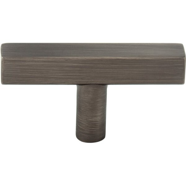 Jeffrey Alexander 2-1/4" Brushed Pewter Dominique Cabinet "T" Knob - 845TL-BNBDL