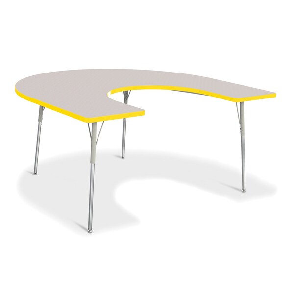 Jonti-Craft Berries Horseshoe Activity Table, 66 in. x 60 in., A-height, Freckled Gray/Yellow/Gray - 6445JCA007