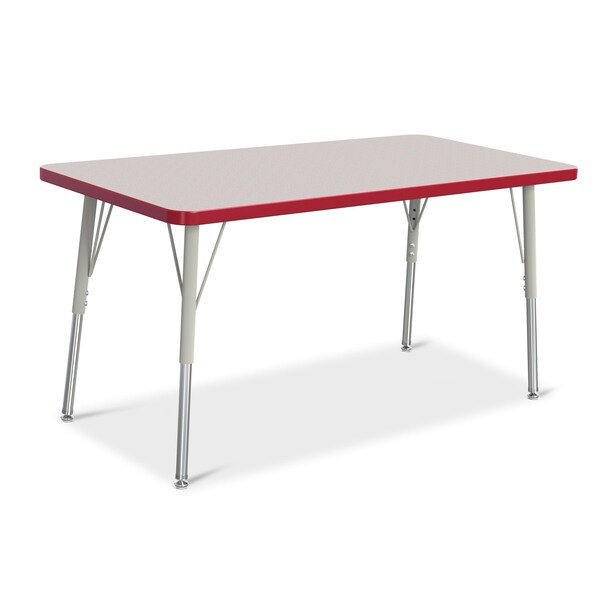 Jonti-Craft Berries Rectangle Activity Table, 24 in. x 48 in., A-height, Freckled Gray/Red/Gray - 6403JCA008