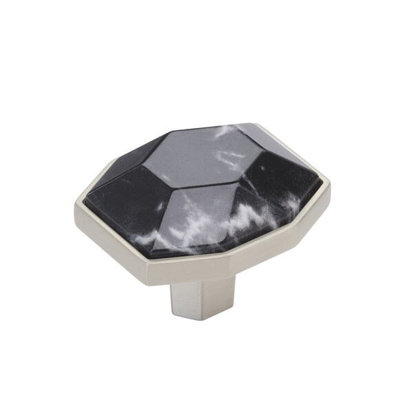 Amerock Carrione 1-5/8 inch 41mm Length Marble Black/Satin Nickel Cabinet Knob - BP36638MBKG10