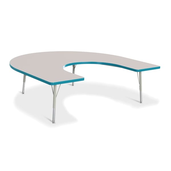 Jonti-Craft Berries Horseshoe Activity Table, 66 in. x 60 in., E-height, Freckled Gray/Teal/Gray - 6445JCE005