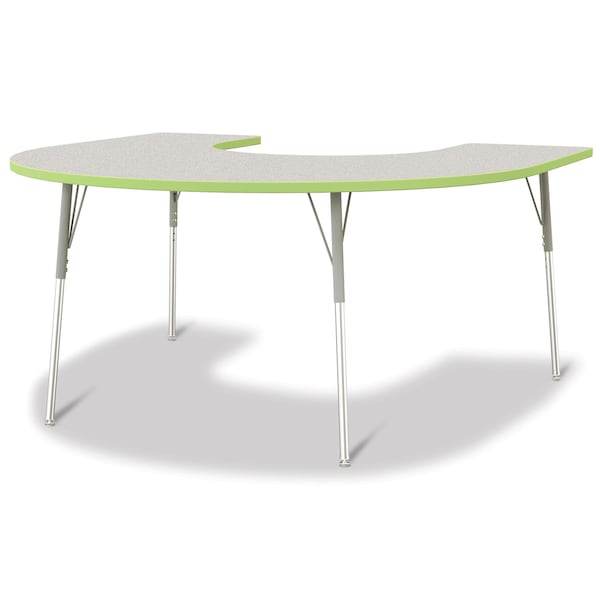 Jonti-Craft Berries Horseshoe Activity Table, 66 in. x 60 in., A-height, Freckled Gray/Key Lime/Gray - 6445JCA130