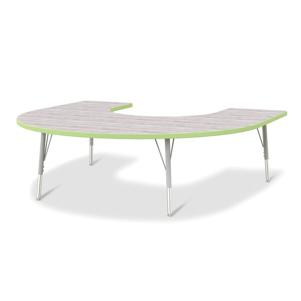 Jonti-Craft Berries Horseshoe Activity Table, 60 in. x 66 in., E-height, Driftwood Gray/Key Lime/Gray - 6445JCE451