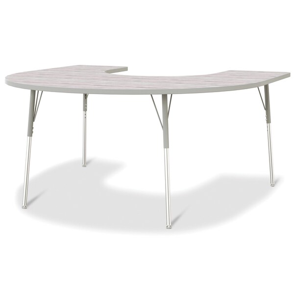 Jonti-Craft Berries Horseshoe Activity Table, 60 in. x 66 in., A-height, Driftwood Gray/Gray/Gray - 6445JCA450