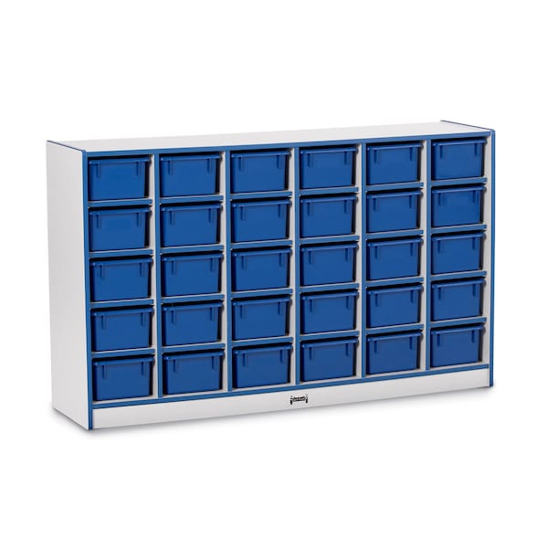 Jonti-Craft Rainbow Accents 30 Cubbie-Tray Mobile Storage, with Trays, Blue - 0431JCWW003