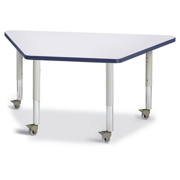 Jonti-Craft Berries Trapezoid Activity Tables, 24 in. x 48 in., Mobile, Freckled Gray/Navy/Gray - 6438JCM112