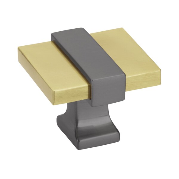 Amerock Overton 1-3/8 in 35 mm Length Brushed Gold/Black Chrome Cabinet Knob - BP36680BGLBCR