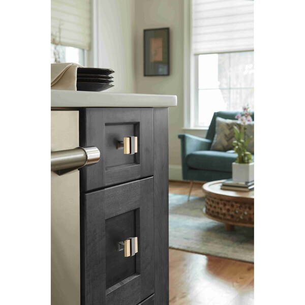 Amerock Overton 1-3/8 in 35 mm Length Brushed Gold/Black Chrome Cabinet Knob - BP36680BGLBCR