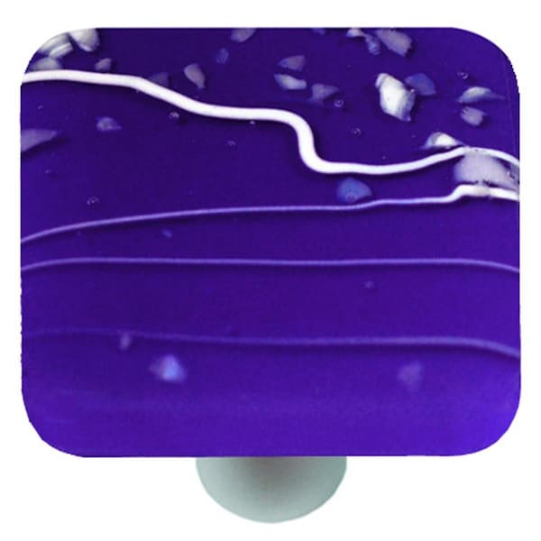 Towels Usa Mardi Gras White with Cobalt Blue Square Glass Cabinet Knob - Aluminum Post - TO2522020