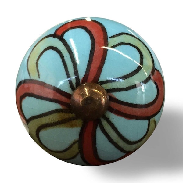 Oceantailer Home Roots Beddings  Knob-It for K3521, Turquoise, Red & Green, 8PK - 332350