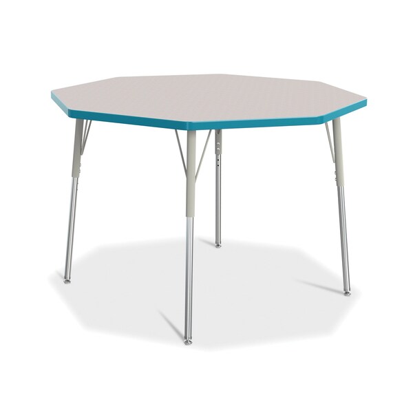 Jonti-Craft Berries Octagon Activity Table, 48 in. x 48 in., A-height, Freckled Gray/Teal/Gray - 6428JCA005