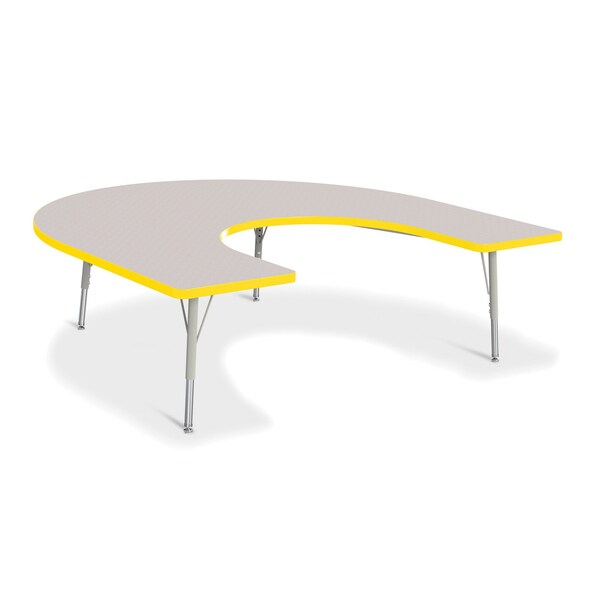 Jonti-Craft Berries Horseshoe Activity Table, 66 in. x 60 in., E-height, Freckled Gray/Yellow/Gray - 6445JCE007