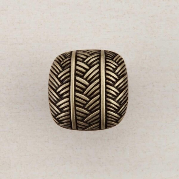 Acorn Mfg Artisan Collection Woven Square Knob, Antique Brass - DQEAP