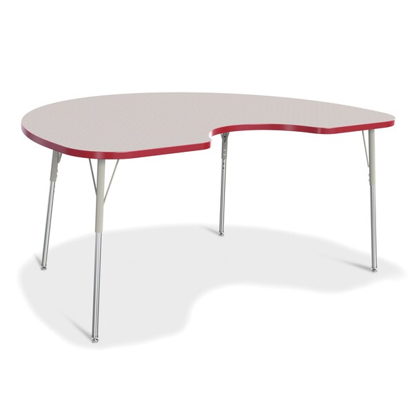 Jonti-Craft Berries Kidney Activity Table, 48 in. x 72 in., A-height, Freckled Gray/Red/Gray - 6423JCA008