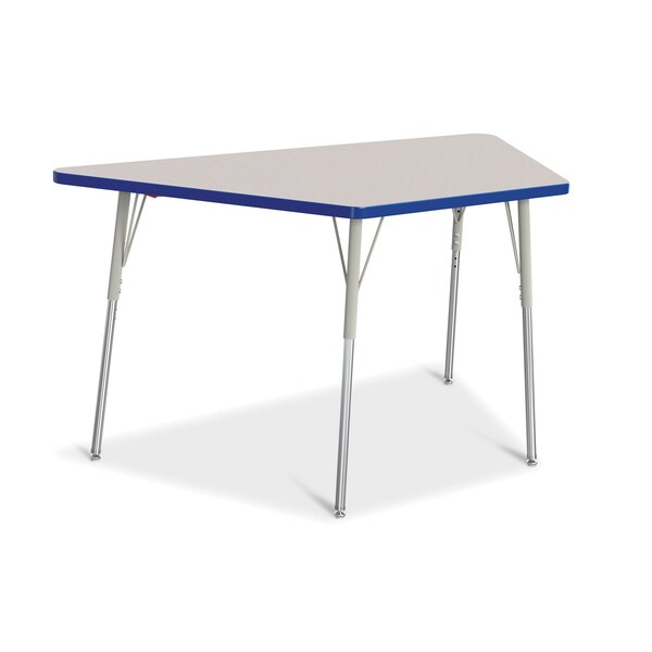 Jonti-Craft Berries Trapezoid Activity Tables, 30 in. x 60 in., A-height, Freckled Gray/Blue/Gray - 6443JCA003
