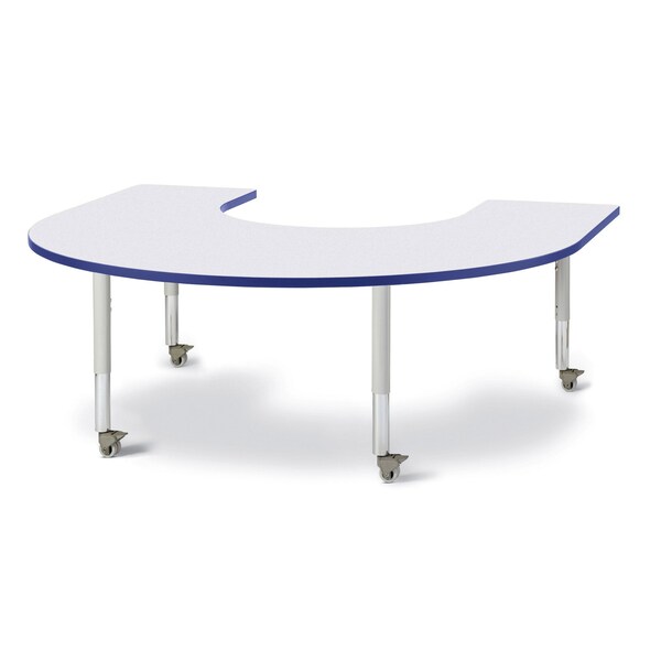 Jonti-Craft Berries Horseshoe Activity Table, 66 in. x 60 in., Mobile, Freckled Gray/Blue/Gray - 6445JCM003