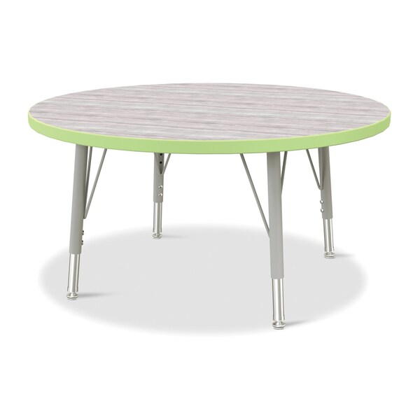 Jonti-Craft Berries Round Activity Table, 36 in. Diameter, E-height, Driftwood Gray/Key Lime/Gray - 6488JCE451