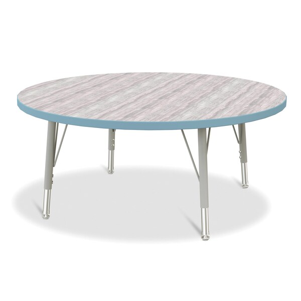 Jonti-Craft Berries Round Activity Table, 42 in. Diameter, E-height, Driftwood Gray/Coastal Blue/Gray - 6468JCE452