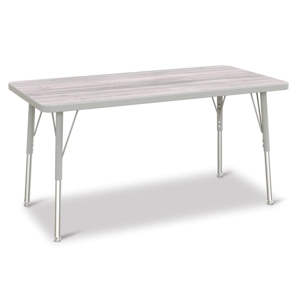 Jonti-Craft Berries Rectangle Activity Table, 24 in. x 48 in., A-height, Driftwood Gray/Gray/Gray - 6403JCA450